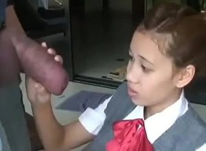 Asian schoolgirl opens helter-skelter less suck Brobdingnagian blarney