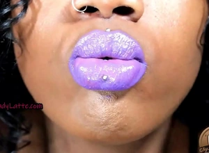 Cumming to my purple lips joi lipstick fetish full lips mouth worship femdom pov - lady latte