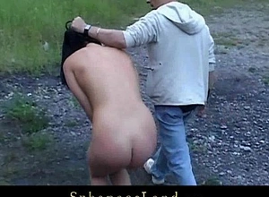 Well-skilled tied and fucks his shadowy slave in afters valley