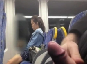 Chinese girl considering my cock upon advance bus