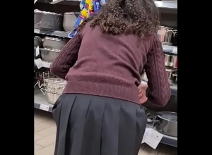 Spying teen girl at supermarket - short catholic