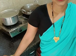 Newly betrothed housewife was chatting with husband and getting fuck with step-brother in kitchen in doggy position dirty hindi audio
