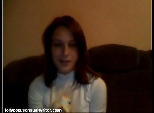 Russian legal age teenager sucks banana essentially webcam, softcore